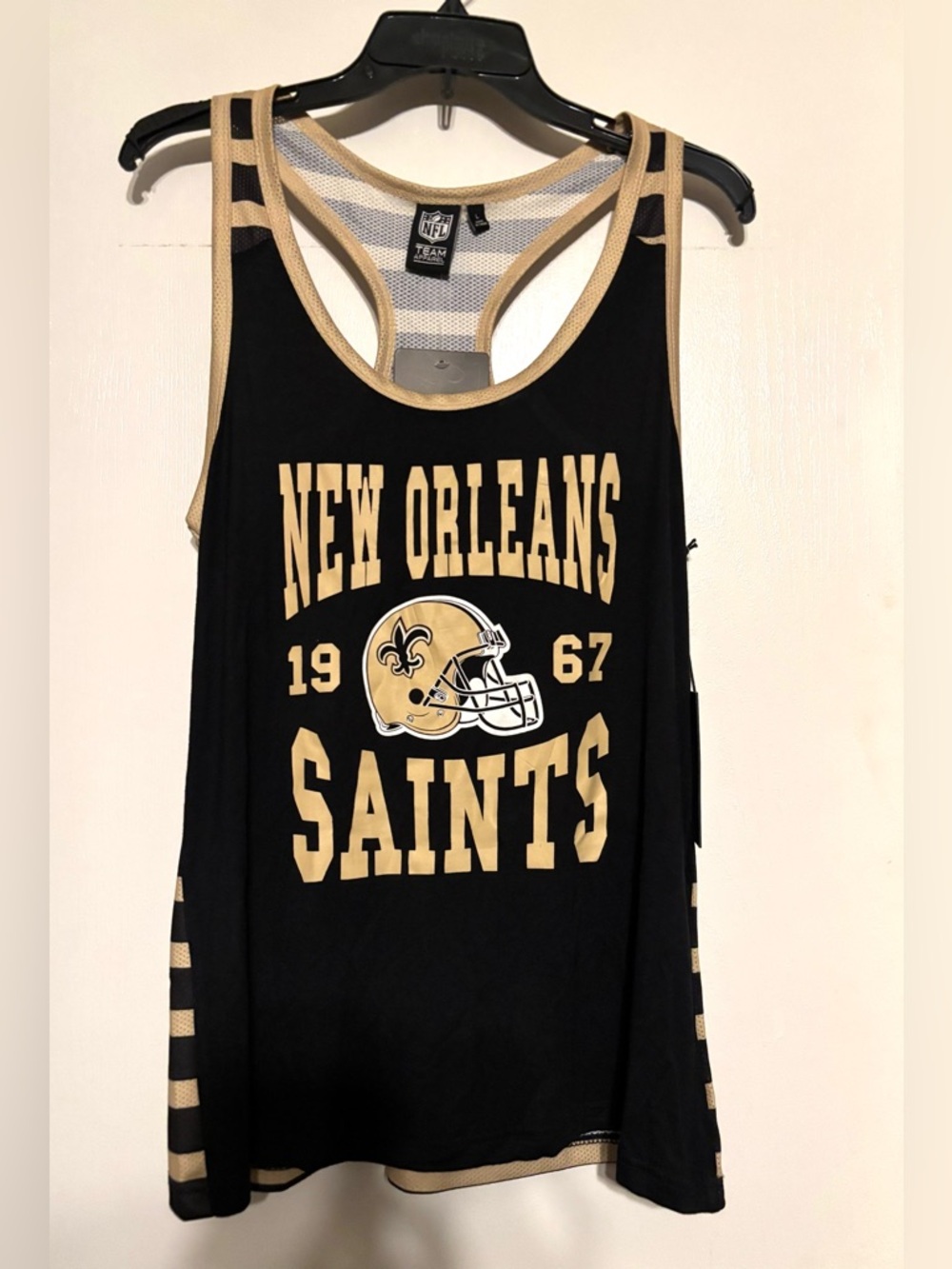 NFL Official New Orleans Saints Tank Top Womens L Large Mesh Jersey Racerback